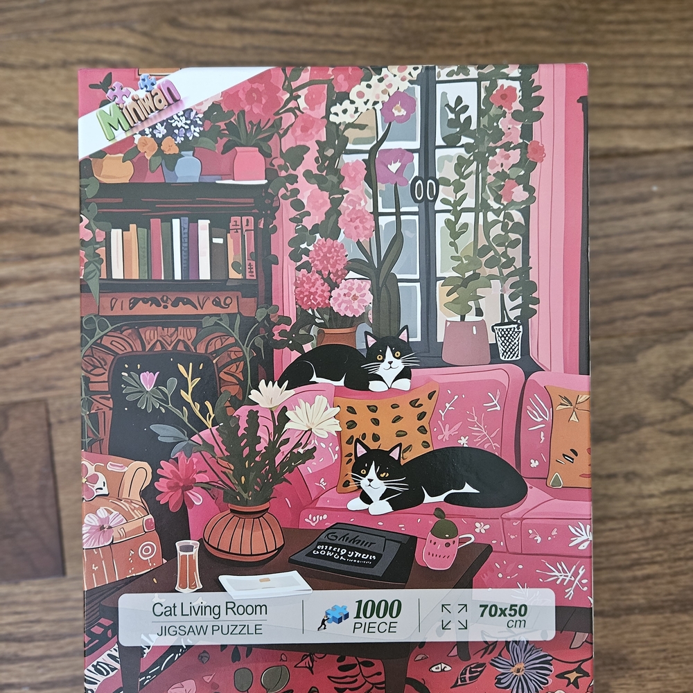 Cat Living Room Jigsaw Puzzle - 1000 Pieces - Pink and Black